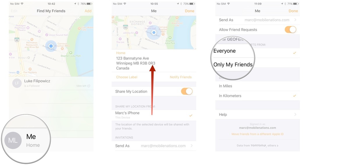 find friends iphone manage geofence